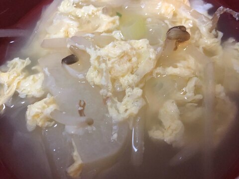 もやしと大根の卵入り中華スープ